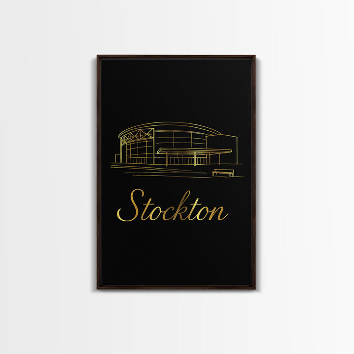 Stockton Travel Poster, Canvas Print, Black Gold Minimalist Art, Stockton Poster Print, Wanderlust Decor, Modern Wall Decor, Wall Art