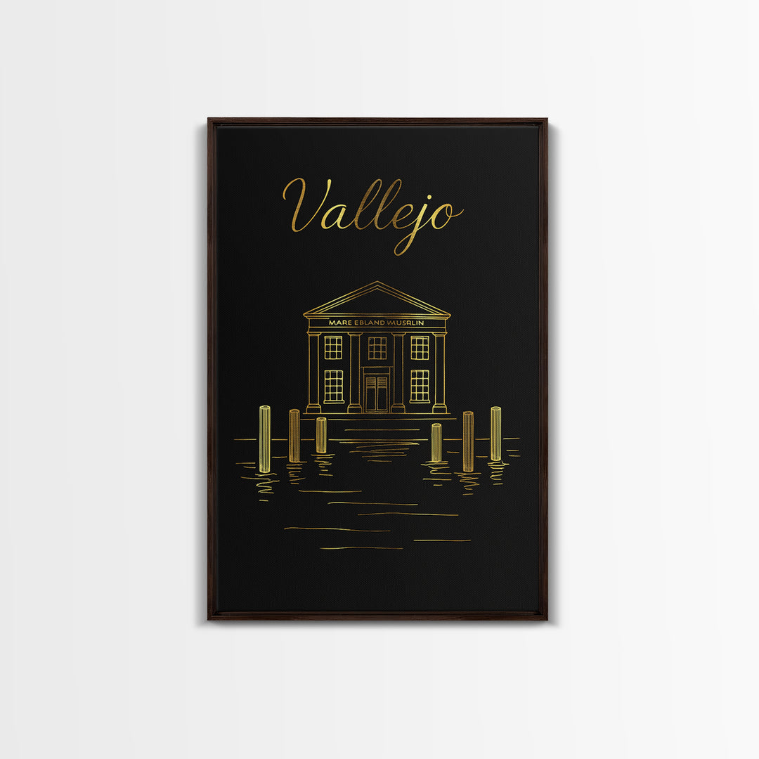 Vallejo Travel Poster, Canvas Print, Minimalist Gold Line Art, Vallejo Art Print, City Illustration, Travel Poster Art, Modern Wall Decor