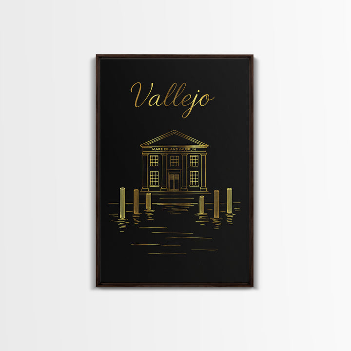 Vallejo Travel Poster, Canvas Print, Minimalist Gold Line Art, Vallejo Art Print, City Illustration, Travel Poster Art, Modern Wall Decor