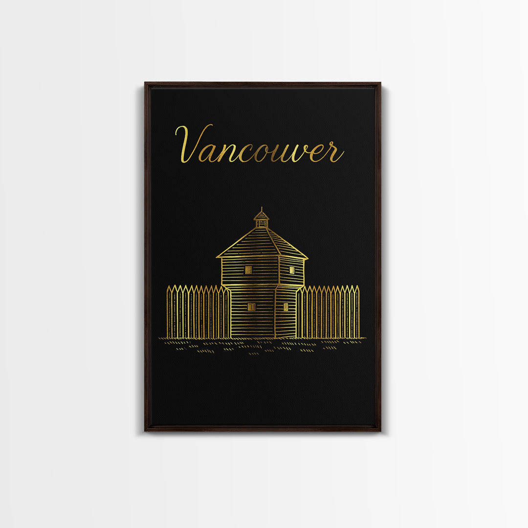 Vancouver Washington Travel Poster, Canvas Print, Dark Minimalist Wall Art, Vancouver Poster Print, City Travel Prints, Living Room Wall Art