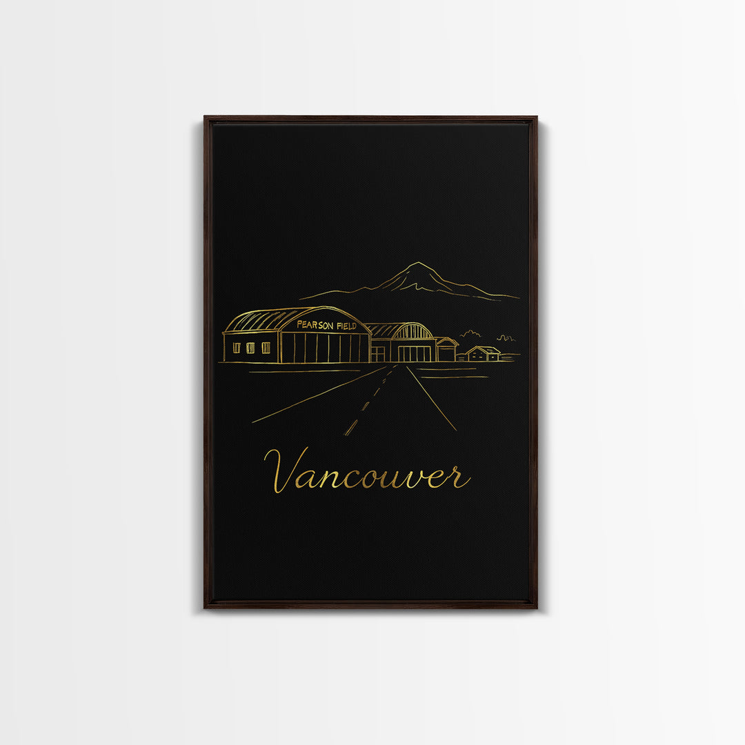 Vancouver Travel Poster, Canvas Print, Gold Outline Poster Art, Vancouver Poster Print, City Illustration, Travel Art Print, Retro Poster
