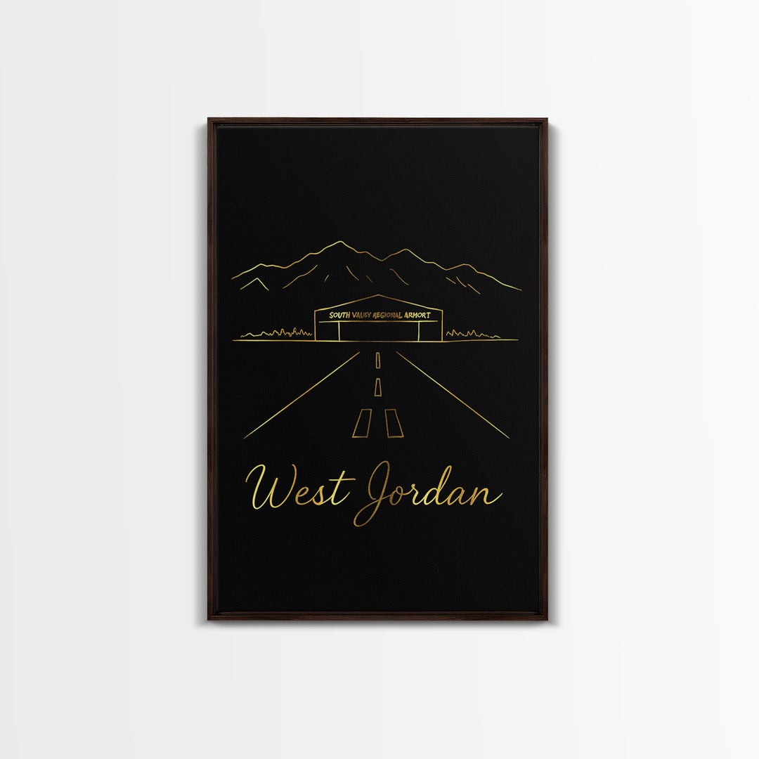 West Jordan Travel Poster, Canvas Print, Dark Minimalist Wall Art, West Jordan Art Print, City Art Print, Living Room Wall Art