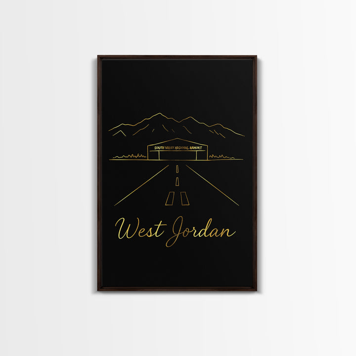 West Jordan Travel Poster, Canvas Print, Dark Minimalist Wall Art, West Jordan Art Print, City Art Print, Living Room Wall Art