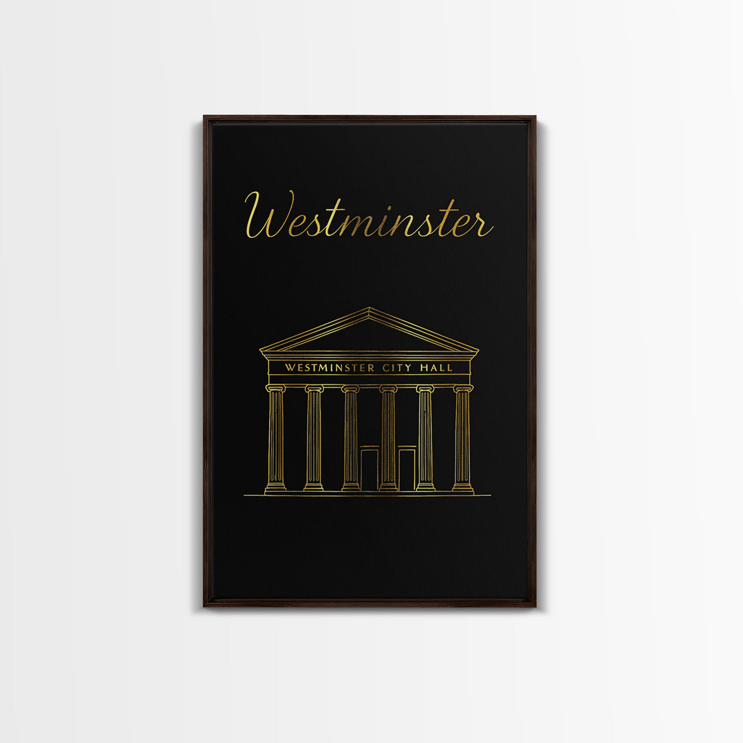 Westminster Travel Poster, Canvas Print, Minimalist Gold Line Art, Westminster Poster Print, Fine Art Print, Wanderlust Decor, Design 3