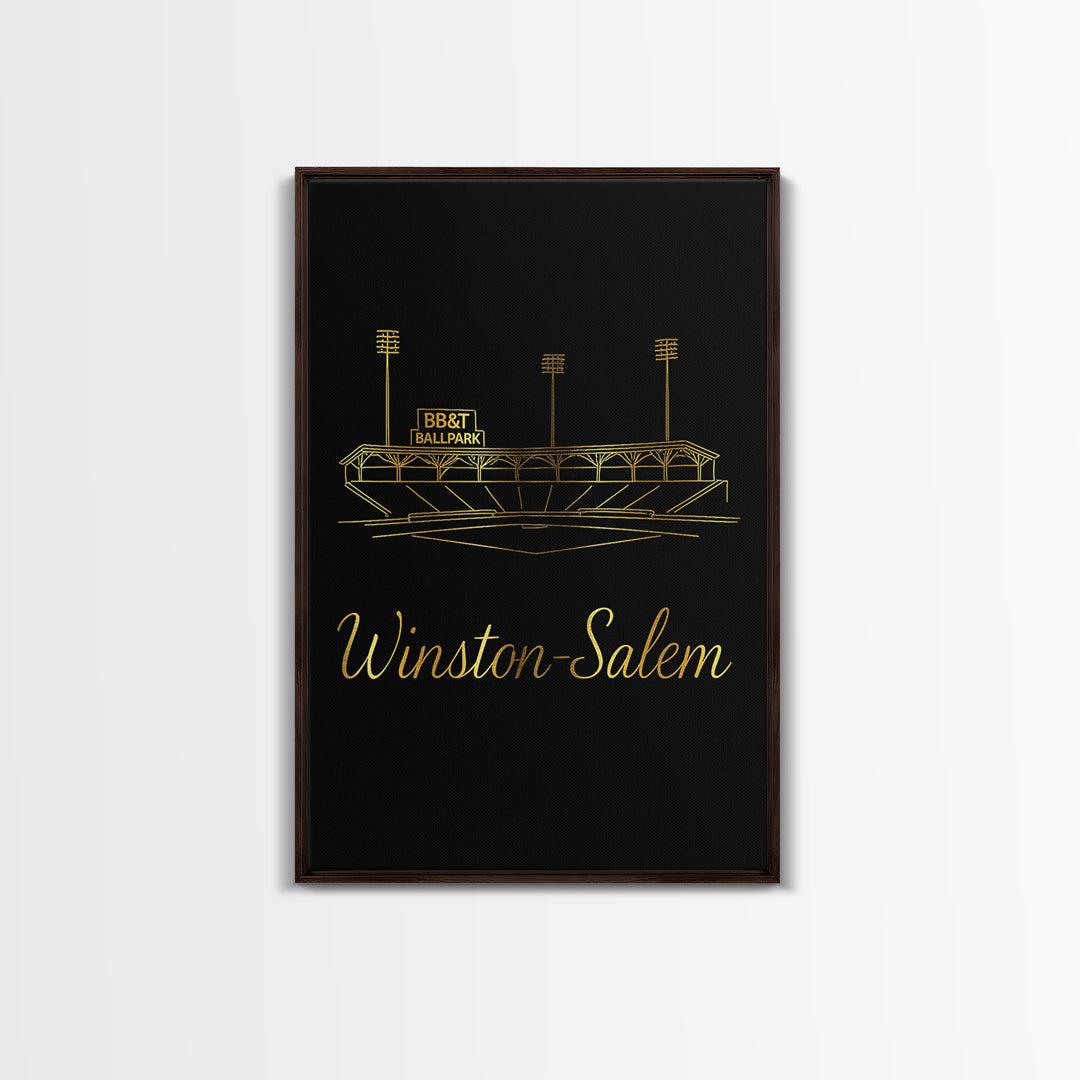 Winston Salem North Carolina Travel Poster, Canvas Print, Gold Outline Poster Art, Winston Salem Art Print, Wall Decor, Wanderlust Decor