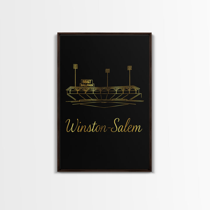 Winston Salem North Carolina Travel Poster, Canvas Print, Gold Outline Poster Art, Winston Salem Art Print, Wall Decor, Wanderlust Decor