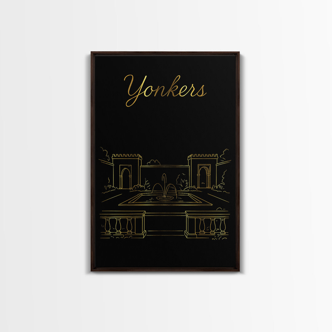 Yonkers New York Travel Poster, Canvas Print, Dark Minimalist Wall Art, Yonkers Wall Art, Fine Art Print, Retro Travel Print, Poster Art