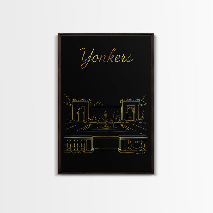 Yonkers New York Travel Poster, Canvas Print, Dark Minimalist Wall Art, Yonkers Wall Art, Fine Art Print, Retro Travel Print, Poster Art