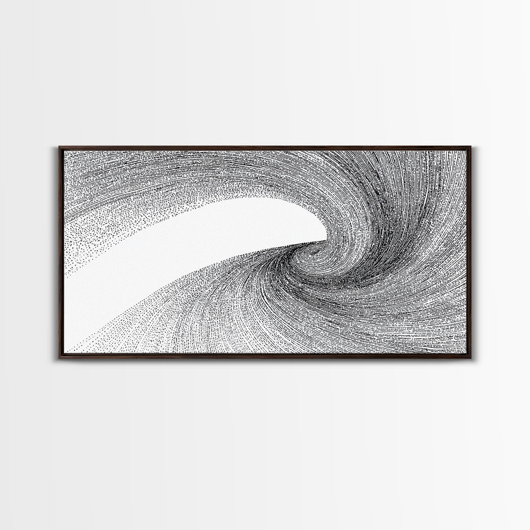 Black White Vortex Line Wall Art, Modern Abstract Art Print, Op Art Decor, Minimalist Geometric Poster For Office And Home