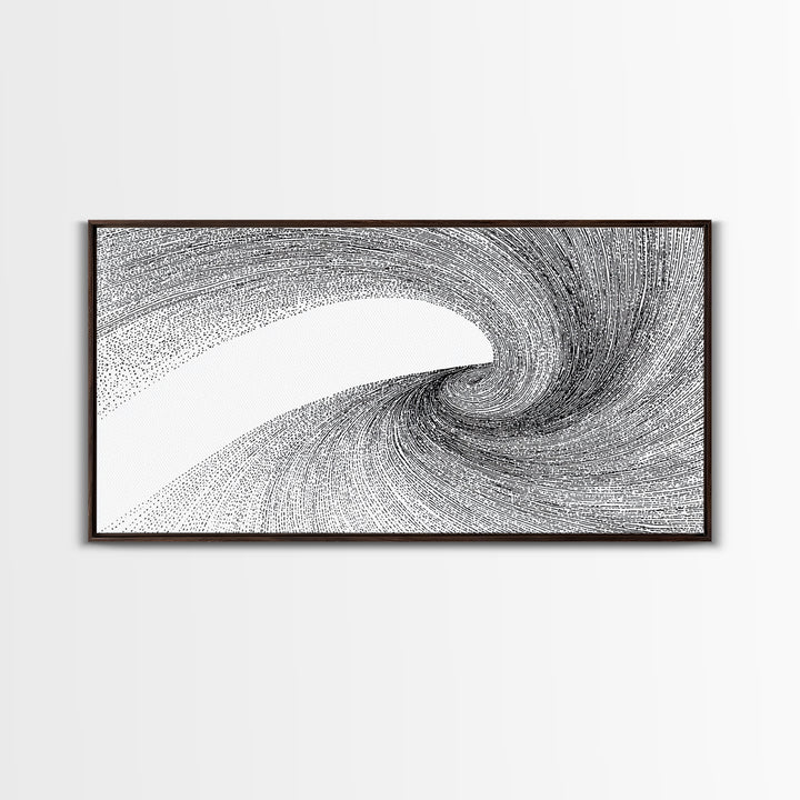 Black White Vortex Line Wall Art, Modern Abstract Art Print, Op Art Decor, Minimalist Geometric Poster For Office And Home