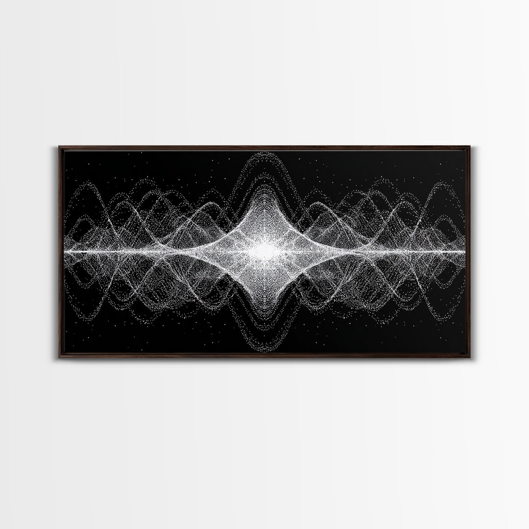 Black White Sound Wave Abstract Wall Art, Modern Geometric Art Print, Midcentury Decor, Minimalist Office Wall Decor Print