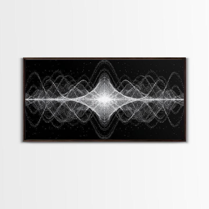 Black White Sound Wave Abstract Wall Art, Modern Geometric Art Print, Midcentury Decor, Minimalist Office Wall Decor Print