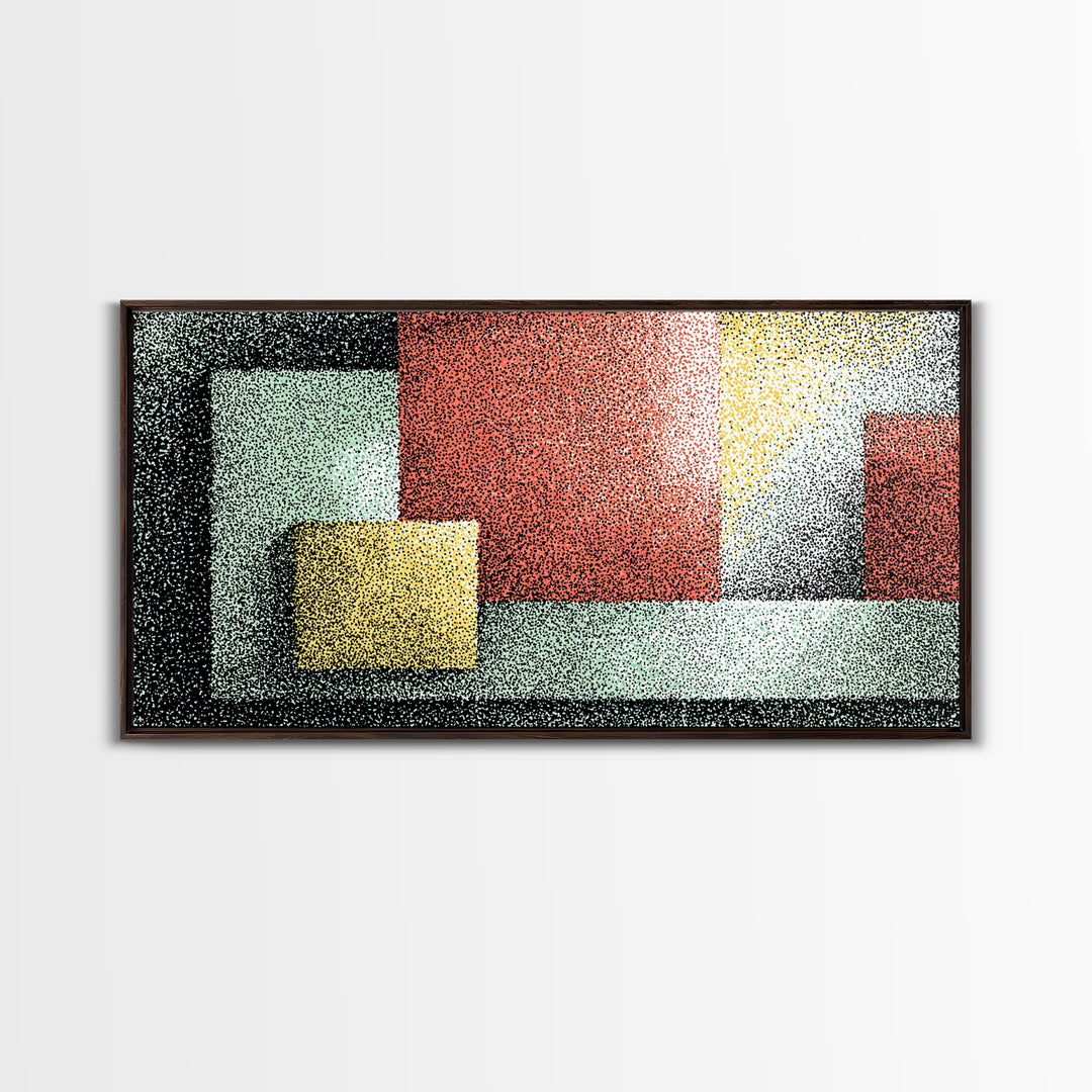 Textured Color Block Abstract Canvas Print, Mid Century Modern Wall Art, Geometric Shapes Poster, Retro Office Decor Print