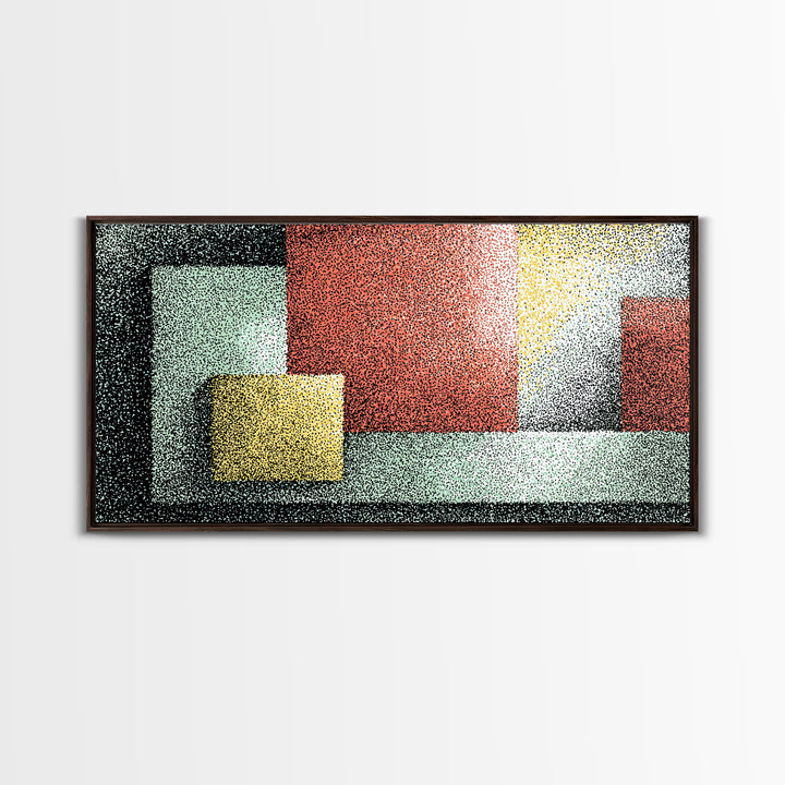 Textured Color Block Abstract Canvas Print, Mid Century Modern Wall Art, Geometric Shapes Poster, Retro Office Decor Print