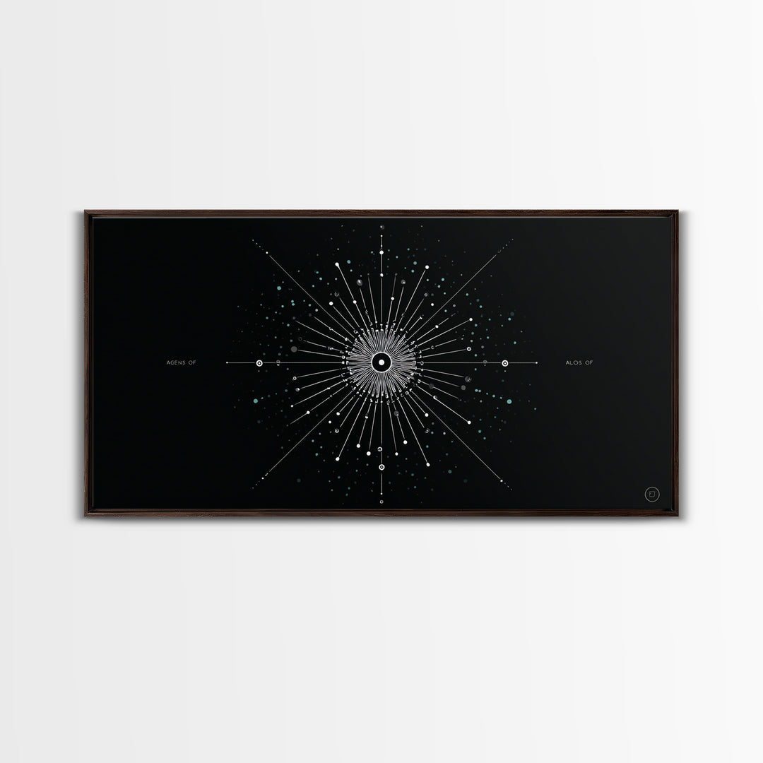 Cosmic Star Map Canvas Print, Midcentury Modern Art, Black Wall Decor, Space Abstract Art, Celestial Office Decor For Living Room