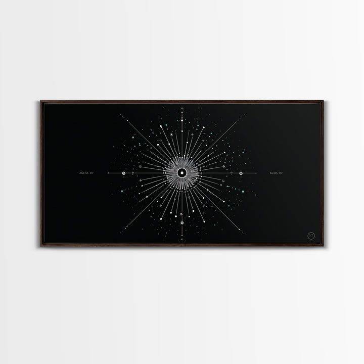Cosmic Star Map Canvas Print, Midcentury Modern Art, Black Wall Decor, Space Abstract Art, Celestial Office Decor For Living Room