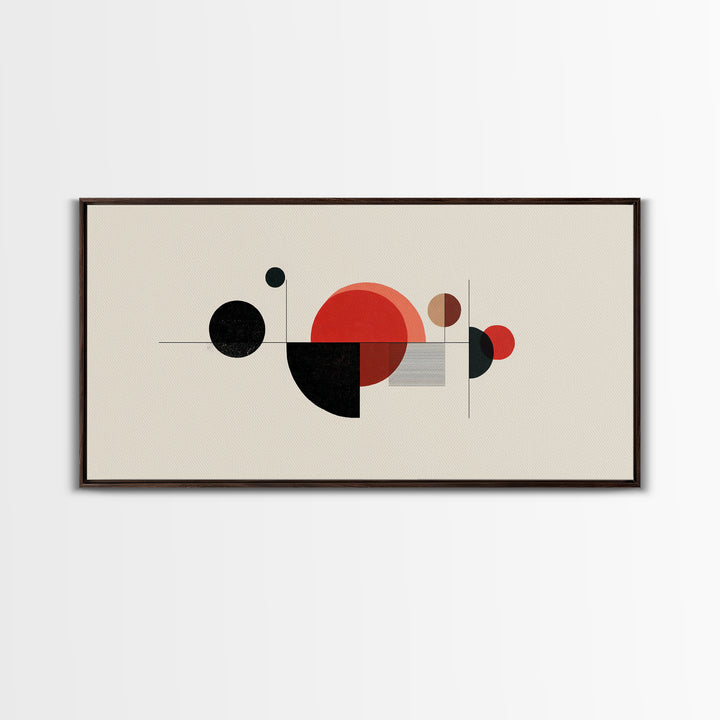 Red Black Circle Wall Art, Midcentury Modern Art, Geometric Abstract Print, Bauhaus Poster, Retro MCM Wall Decor For Home