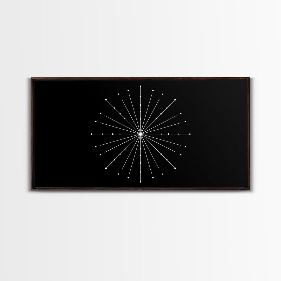 Radial Constellation Lines And Dots Canvas Print, Atomic Midcentury Wall Art, Modern Geometric Decor, Office Poster Print