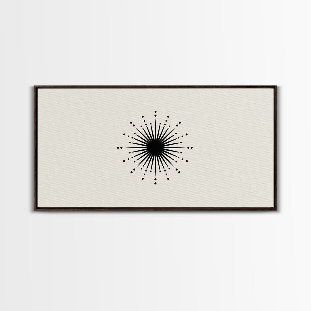 Black Atomic Starburst Wall Art, Midcentury Modern Abstract Print, Minimal Geometric Poster, Retro MCM Decor Gift For Home