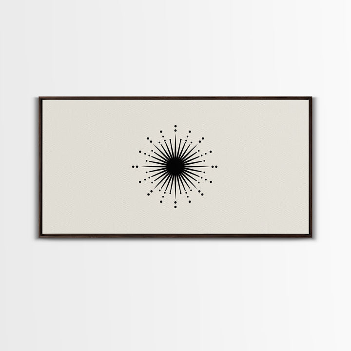 Black Atomic Starburst Wall Art, Midcentury Modern Abstract Print, Minimal Geometric Poster, Retro MCM Decor Gift For Home