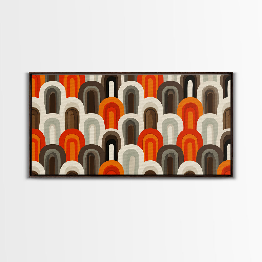 Retro Orange Brown Arch Pattern Wall Art, Midcentury Modern Art Print, 70s Decor, Geometric Wall Decor, MCM Home Decor, Retro Print