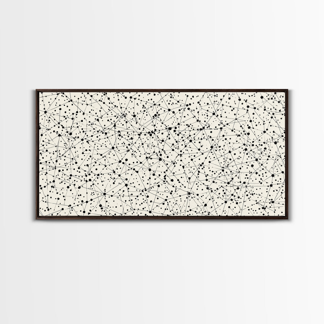 Black And White Constellation Line Network Wall Art, Minimalist Midcentury Modern Art Print, Monochrome Geometric Office Decor
