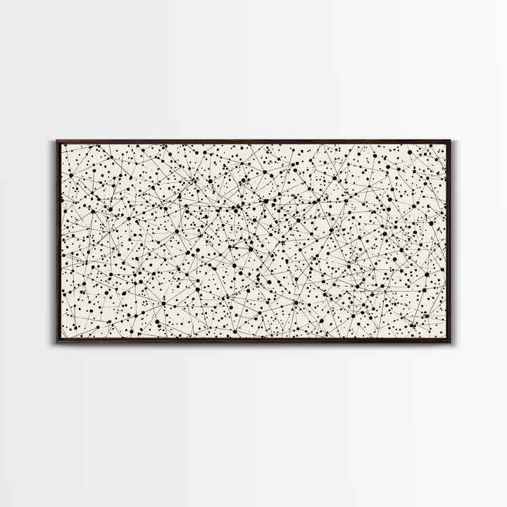 Black And White Constellation Line Network Wall Art, Minimalist Midcentury Modern Art Print, Monochrome Geometric Office Decor