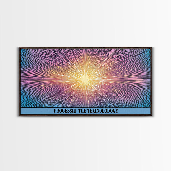 Radiant Progress Technology Starburst Canvas Print, Op Art Poster, Midcentury Modern Wall Art, Retro Sci Fi Office Decor