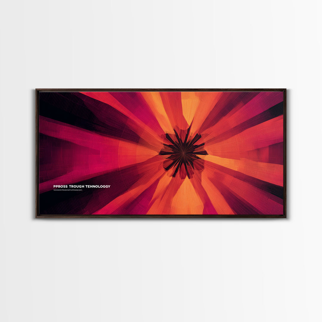 Red Orange Abstract Technology Burst Canvas Print, Midcentury Modern Wall Art, Atomic Retro Poster, Bold Office Decor Gift