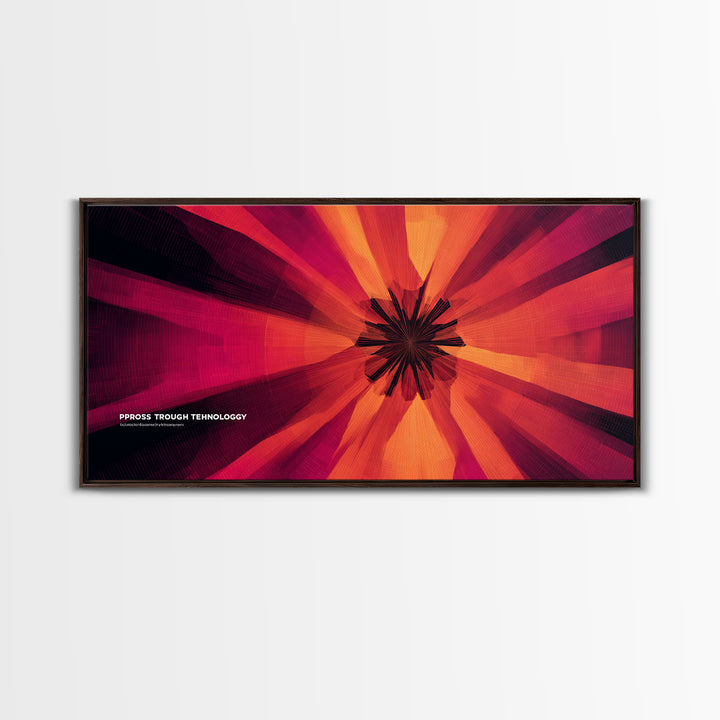 Red Orange Abstract Technology Burst Canvas Print, Midcentury Modern Wall Art, Atomic Retro Poster, Bold Office Decor Gift