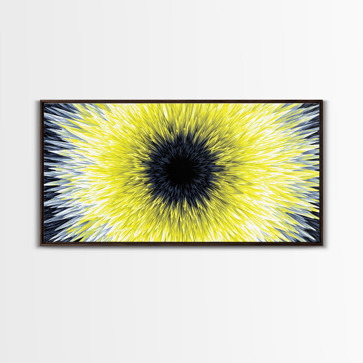 Yellow Black Radial Sunburst Canvas Print, Op Art Wall Decor, Modern Abstract Art, Bold Graphic Home Office Statement Piece