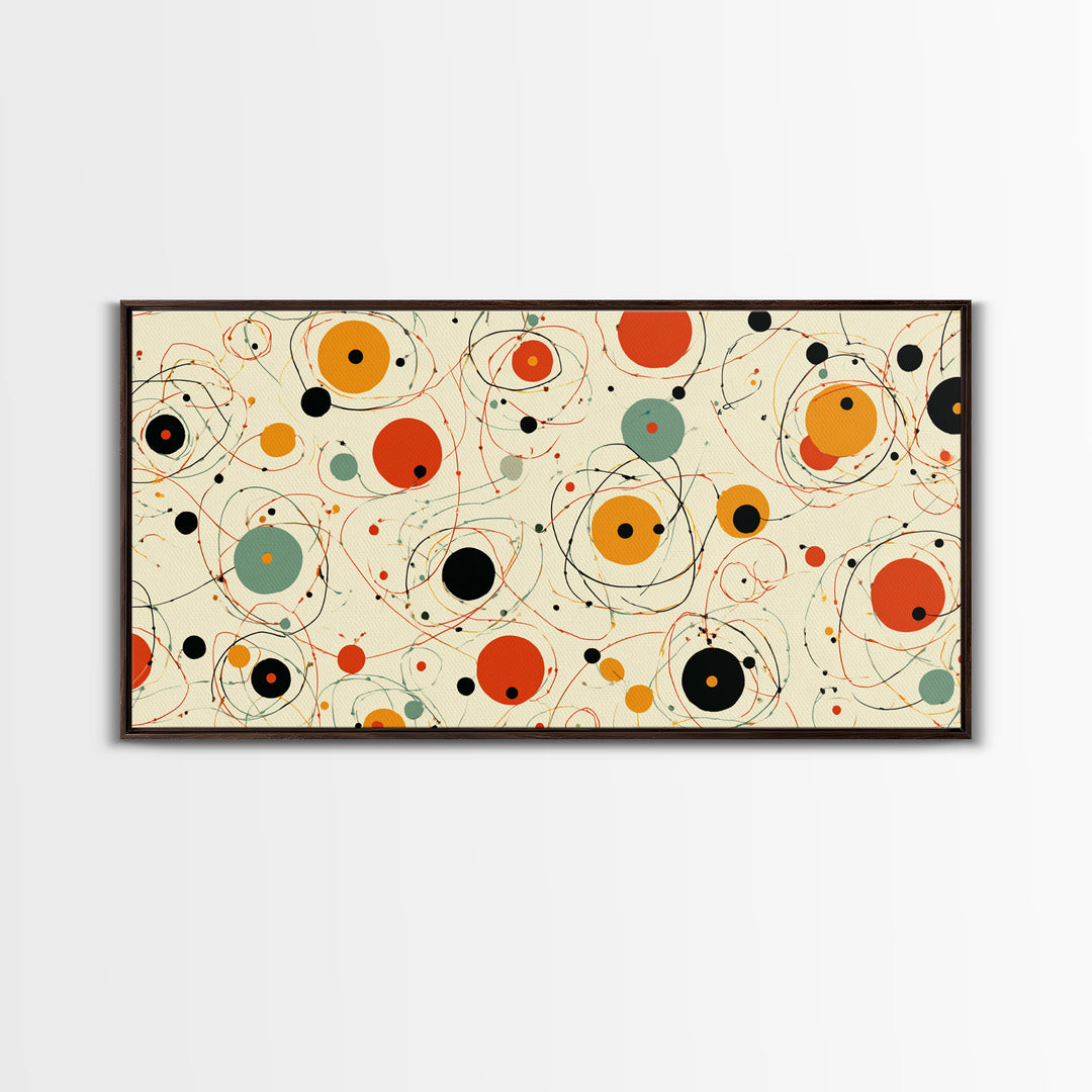 Orange Sage Atomic Circles Wall Art, Midcentury Modern Abstract Canvas Print, Retro Geometric Poster, Bold MCM Decor For Living Room
