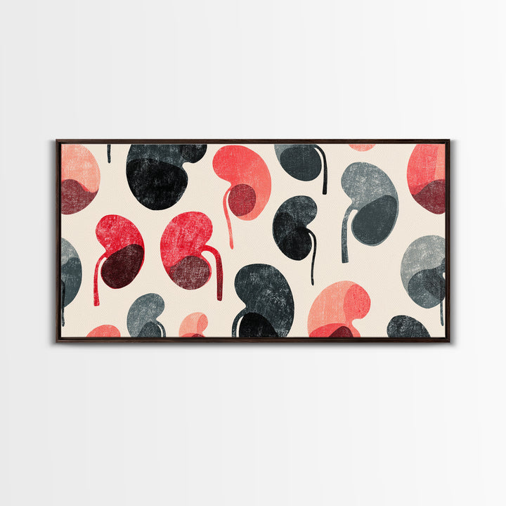 Red Black Kidney Bean Abstract Wall Art, Midcentury Modern Organic Shapes, Retro Geometric Poster, Bold MCM Home Decor Print