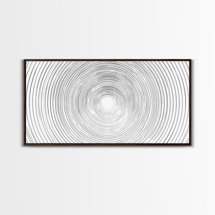 White Black Concentric Vortex Op Art Canvas Print, Minimalist Geometric Wall Art, Modern Abstract Poster, Home Office Decor