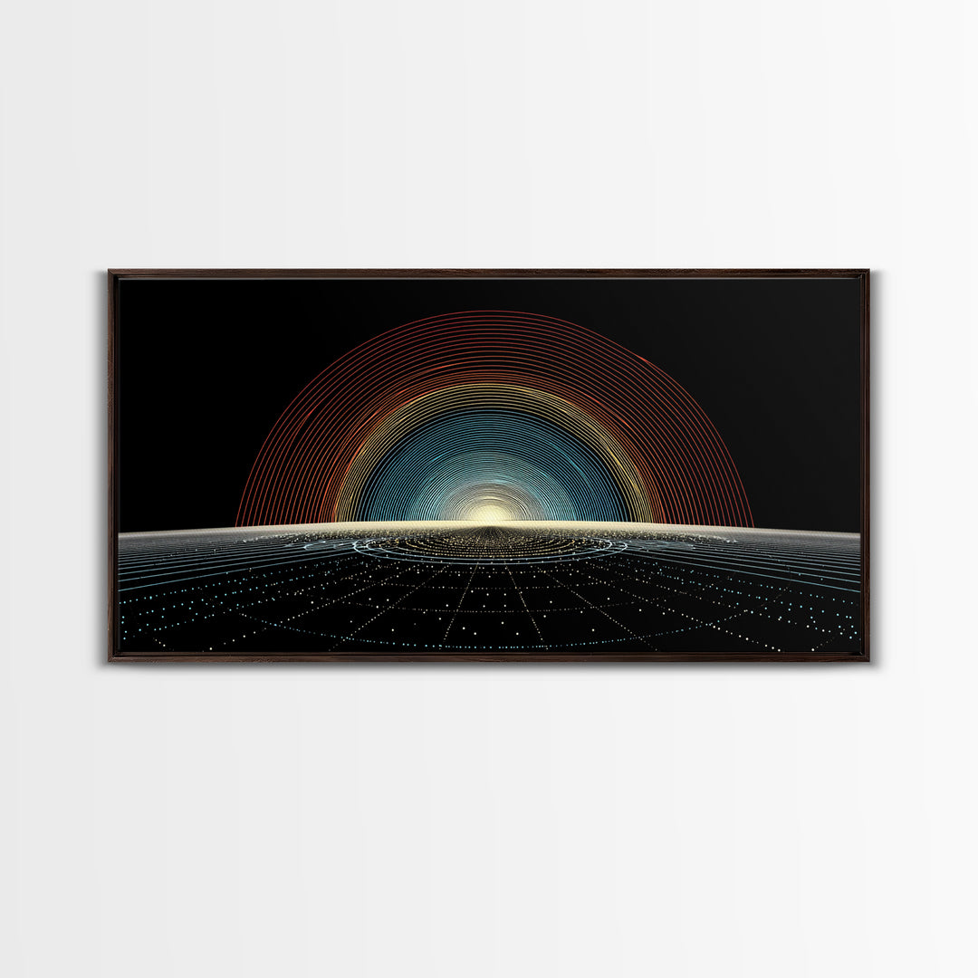 Retro Sunrise Grid Canvas Print, Midcentury Modern Abstract Poster, Atomic Space Decor, Bold MCM Wall Art For Living Room