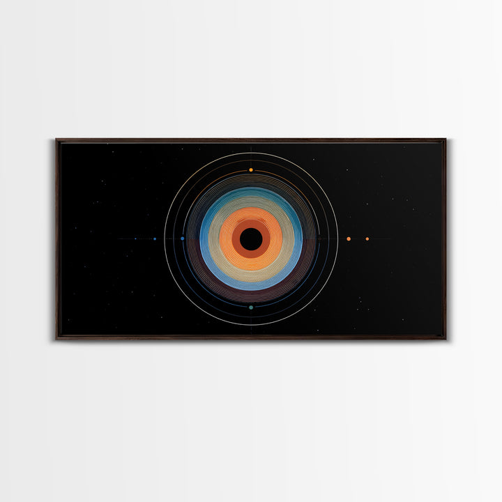 Cosmic Concentric Orbit Wall Art, Midcentury Modern Abstract Space Poster, Geometric Circle Print, Retro Office Decor Gift