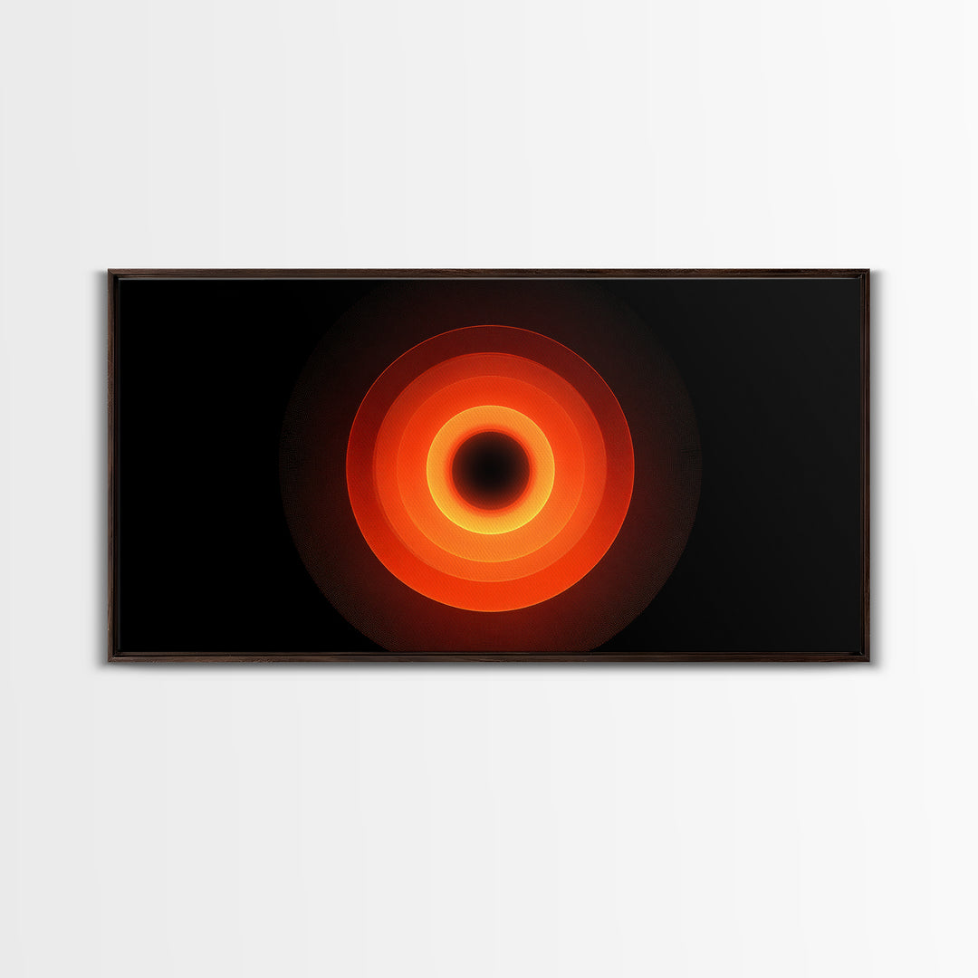 Fiery Eclipse Black Hole Wall Art, Modern Abstract Space Print, Orange Red Planet Decor, Cosmic Geometric Poster For Home Office