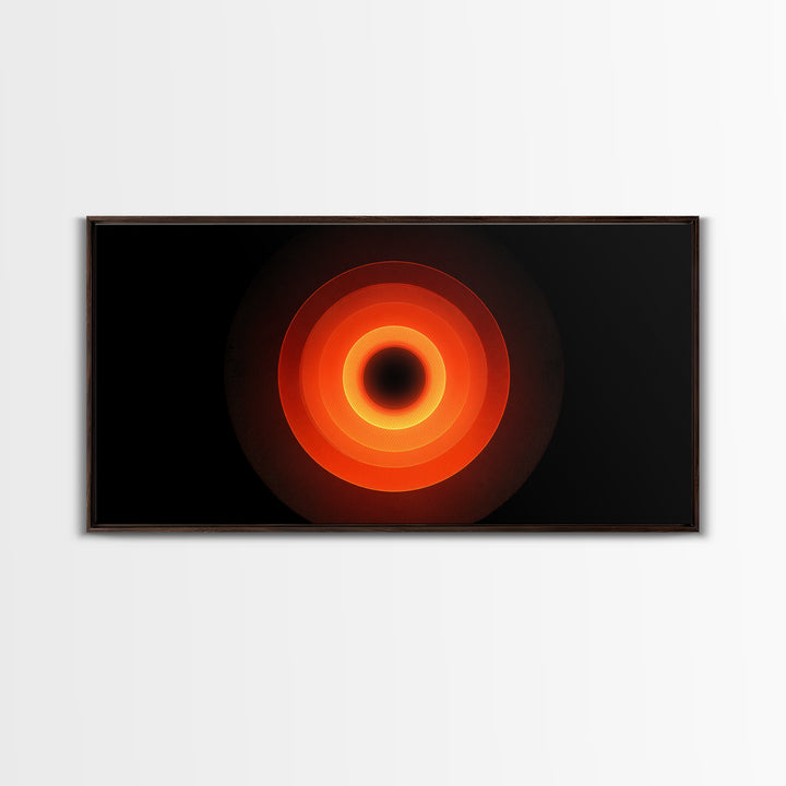 Fiery Eclipse Black Hole Wall Art, Modern Abstract Space Print, Orange Red Planet Decor, Cosmic Geometric Poster For Home Office