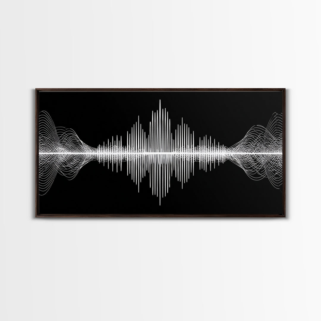 Black And White Sound Wave Wall Art, Minimal Audio Waveform, Modern Abstract Art Print, Music Studio Decor, Office Wall Decor
