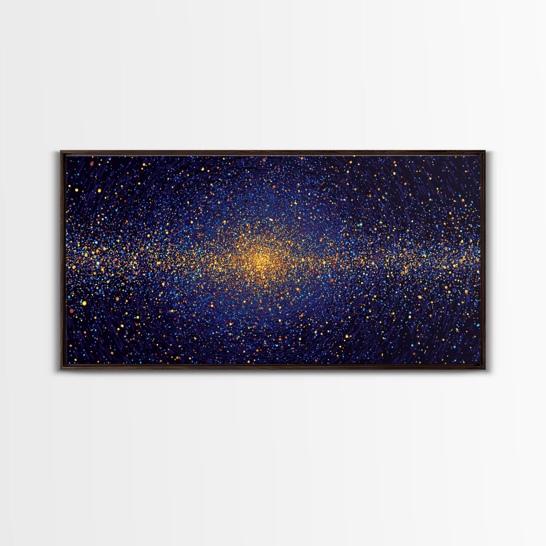 Golden Galaxy Vortex Of Stars Canvas Print, Abstract Space Wall Art, Mid Century Modern Decor, Cosmic Poster Print, Home Office Decor