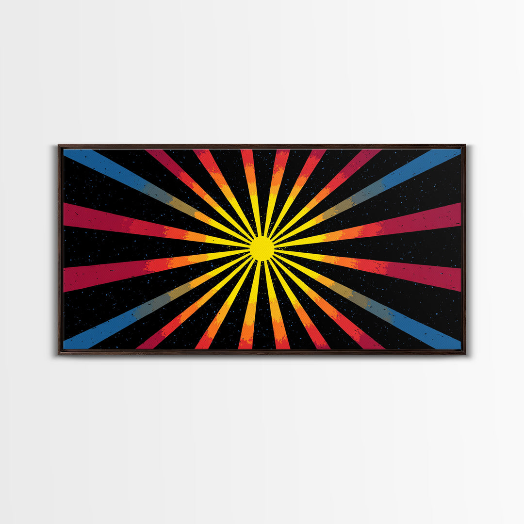 Cosmic Sunburst Wall Art, Black Starry Ray Poster, Retro Atomic Midcentury Modern Decor, Bold Geometric Space Print, MCM