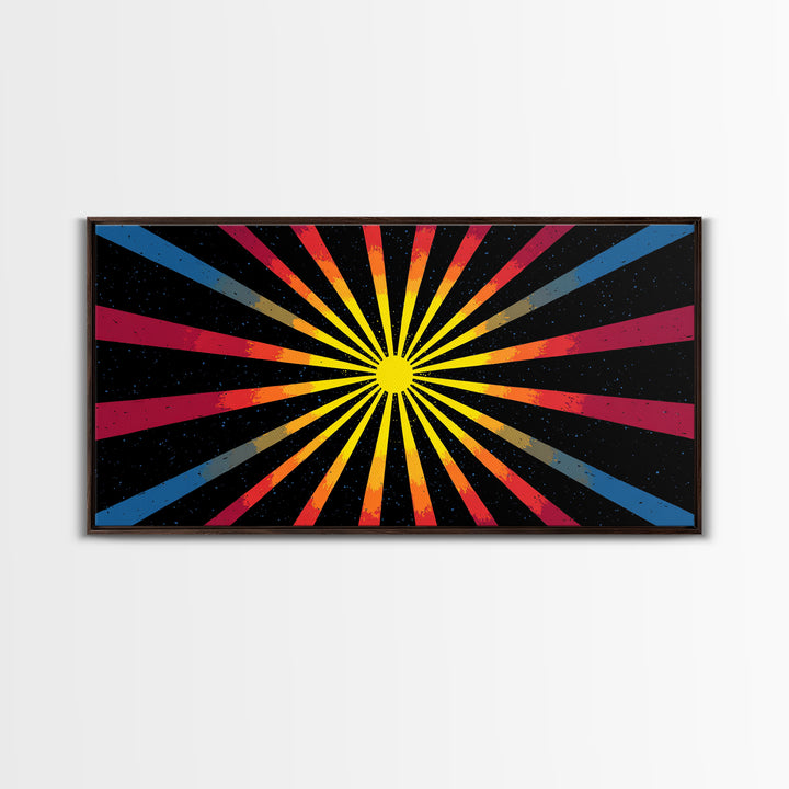 Cosmic Sunburst Wall Art, Black Starry Ray Poster, Retro Atomic Midcentury Modern Decor, Bold Geometric Space Print, MCM