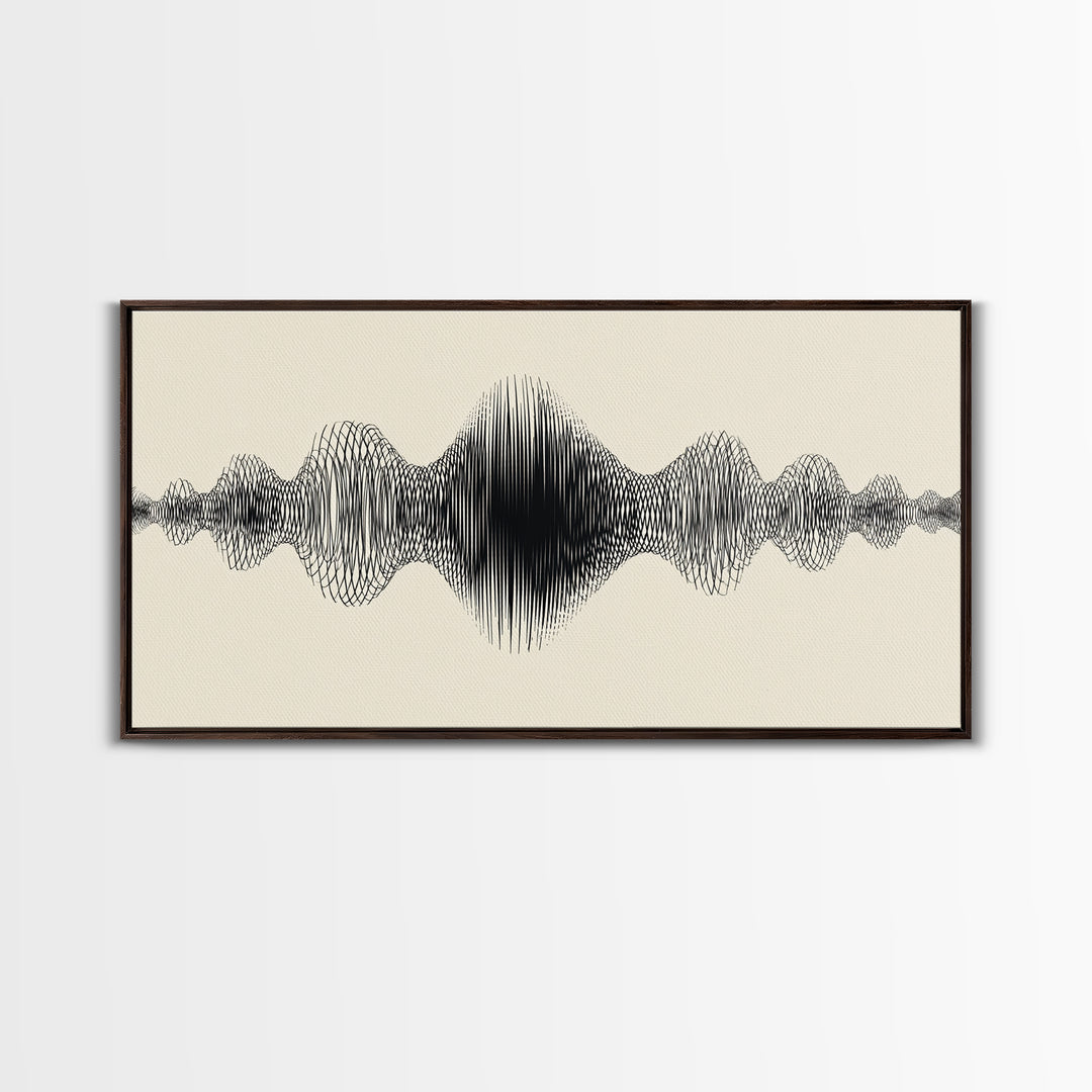 Cream And Black Audio Waveform Wall Art, Minimal Sound Wave Print, Scandinavian Modern Decor, Music Studio Office Wall Decor