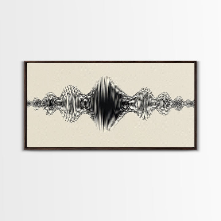 Cream And Black Audio Waveform Wall Art, Minimal Sound Wave Print, Scandinavian Modern Decor, Music Studio Office Wall Decor
