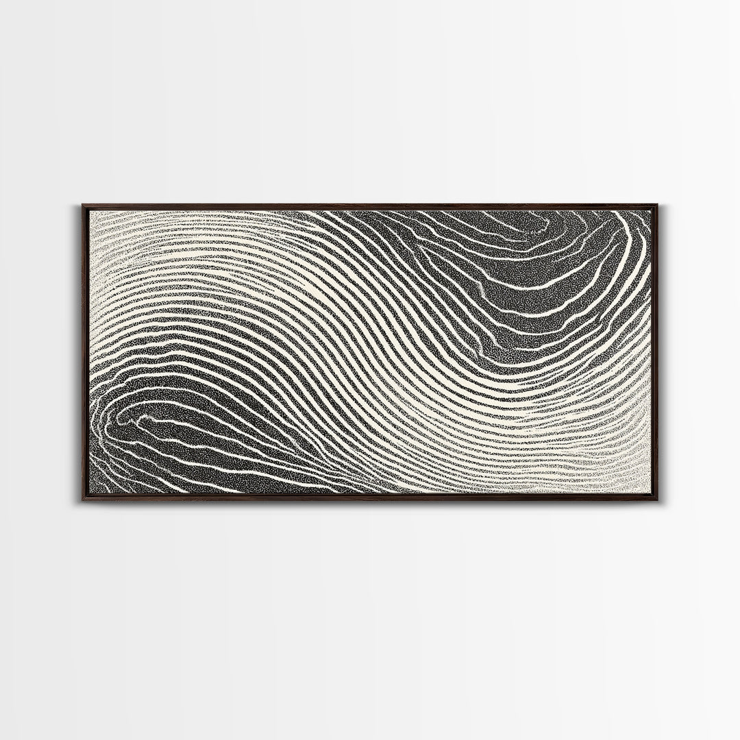 Black White Wavy Topographic Abstract Wall Art, Modern Geometric Line Print, Minimalist Decor, Office Or Bedroom Canvas Print