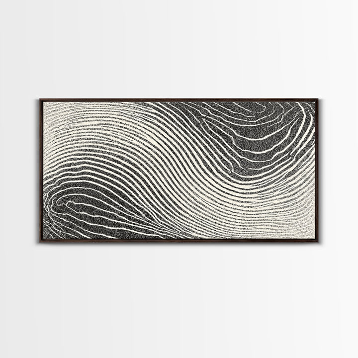 Black White Wavy Topographic Abstract Wall Art, Modern Geometric Line Print, Minimalist Decor, Office Or Bedroom Canvas Print