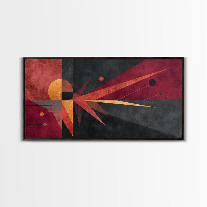 Red Black Atomic Sunburst Wall Art, Midcentury Modern Art, Geometric Abstract Print, Retro Wall Decor For Living Room Gift