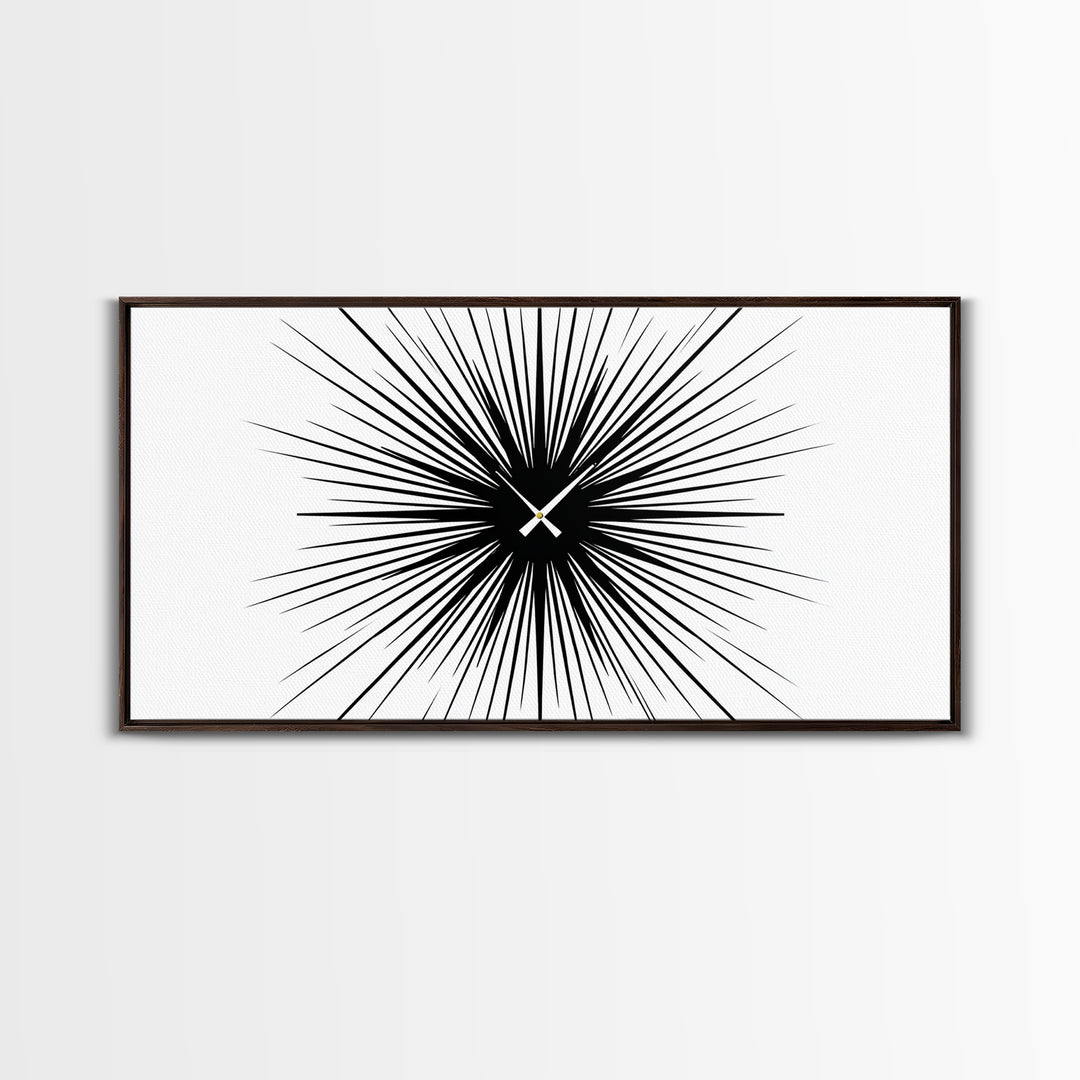 Black White Exploding Starburst Wall Art, Modern Abstract Art, Minimalist Geometric Poster, Op Art Print, Office Wall Decor