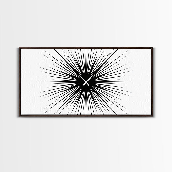 Black White Exploding Starburst Wall Art, Modern Abstract Art, Minimalist Geometric Poster, Op Art Print, Office Wall Decor