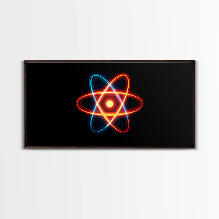 Neon Atomic Symbol Wall Art, Mid Century Modern Decor, Retro Sci Fi Poster, Colorful Space Age Abstract Office Digital Print